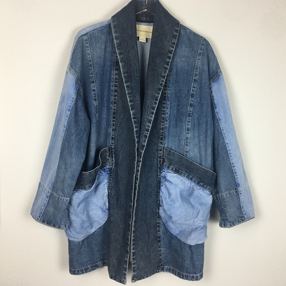 Anthropologie | Denim oversized patch Jacket Small